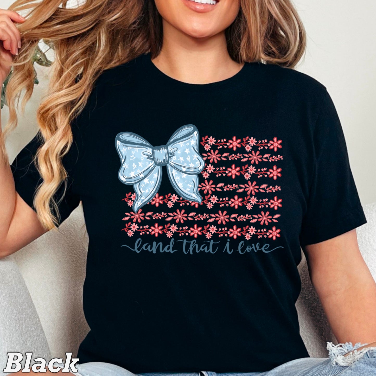 Land Of The Free Patriotic Comfort Color Graphic Tee