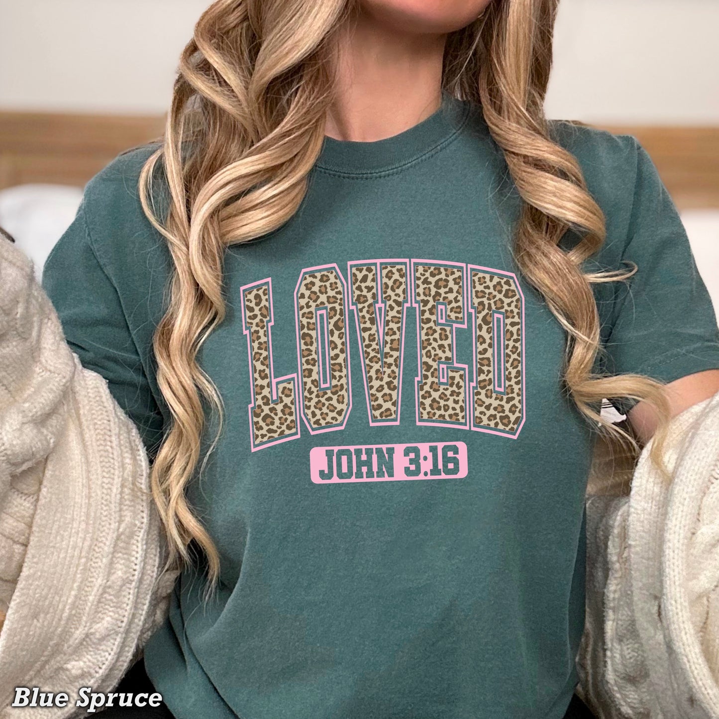 Leopard Loved John 3:16 Valentine’s Day Comfort Color Graphic Tee