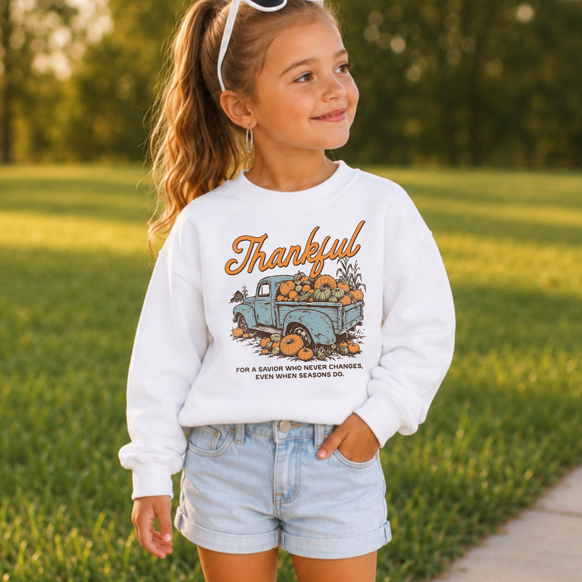 Thankful For A Savior Youth Crewneck Sweatshirt