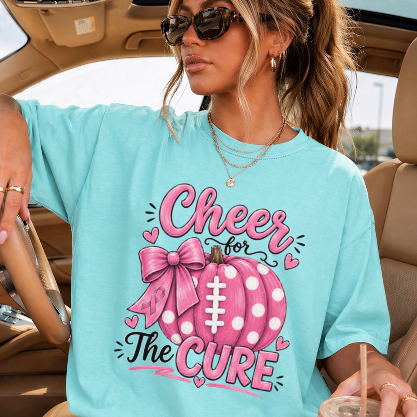Cheer For The Cure Comfort Color Graphic Tee