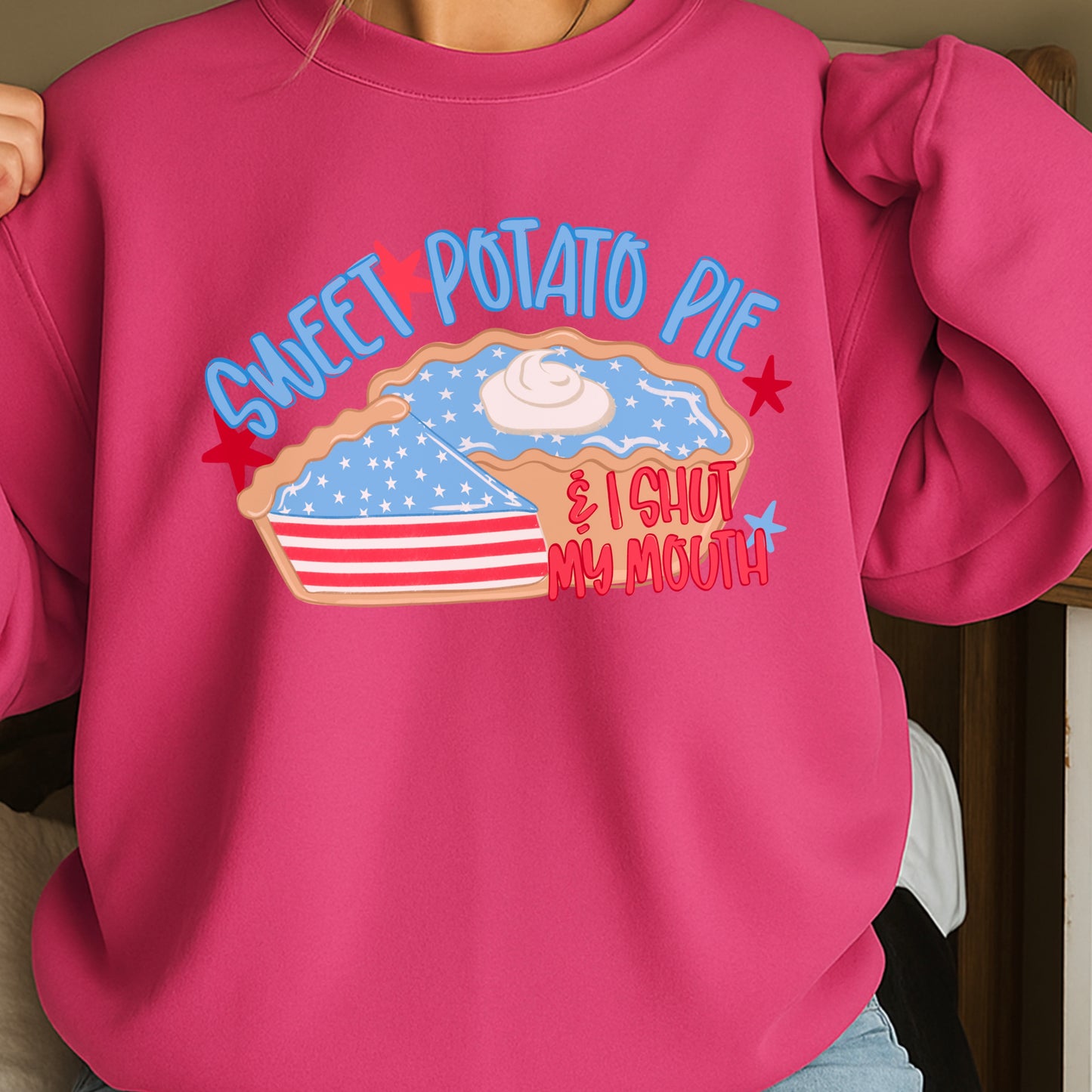Sweet Potato Pie Patriotic Crewneck Sweatshirt