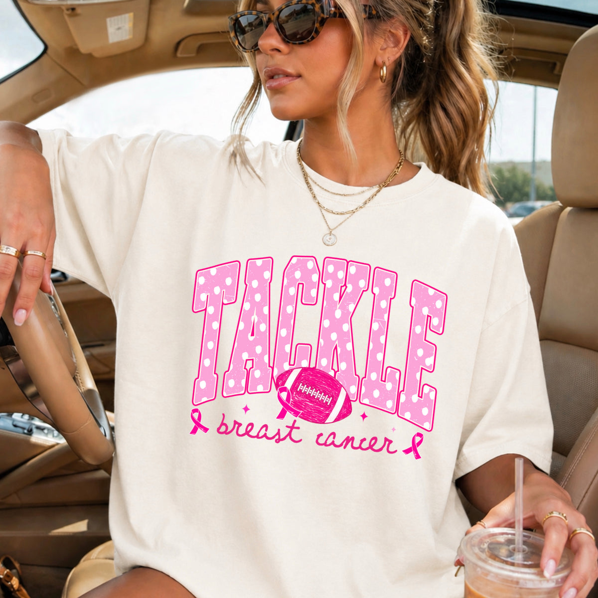 Tackle Breast Cancer Comfort Color Graphic Tee
