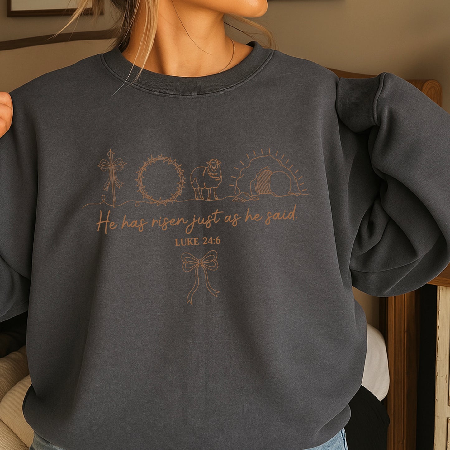He Is Risen Easter Crewneck Sweatshirt