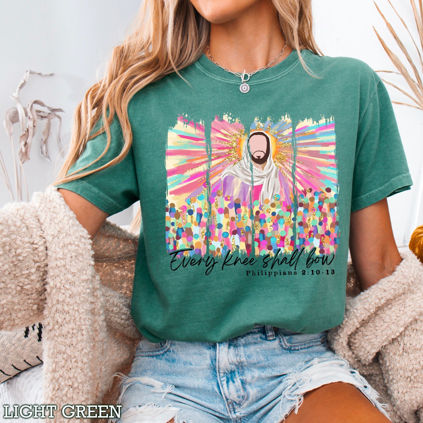 Every Knee Shall Bow Easter Comfort Color Graphic Tee