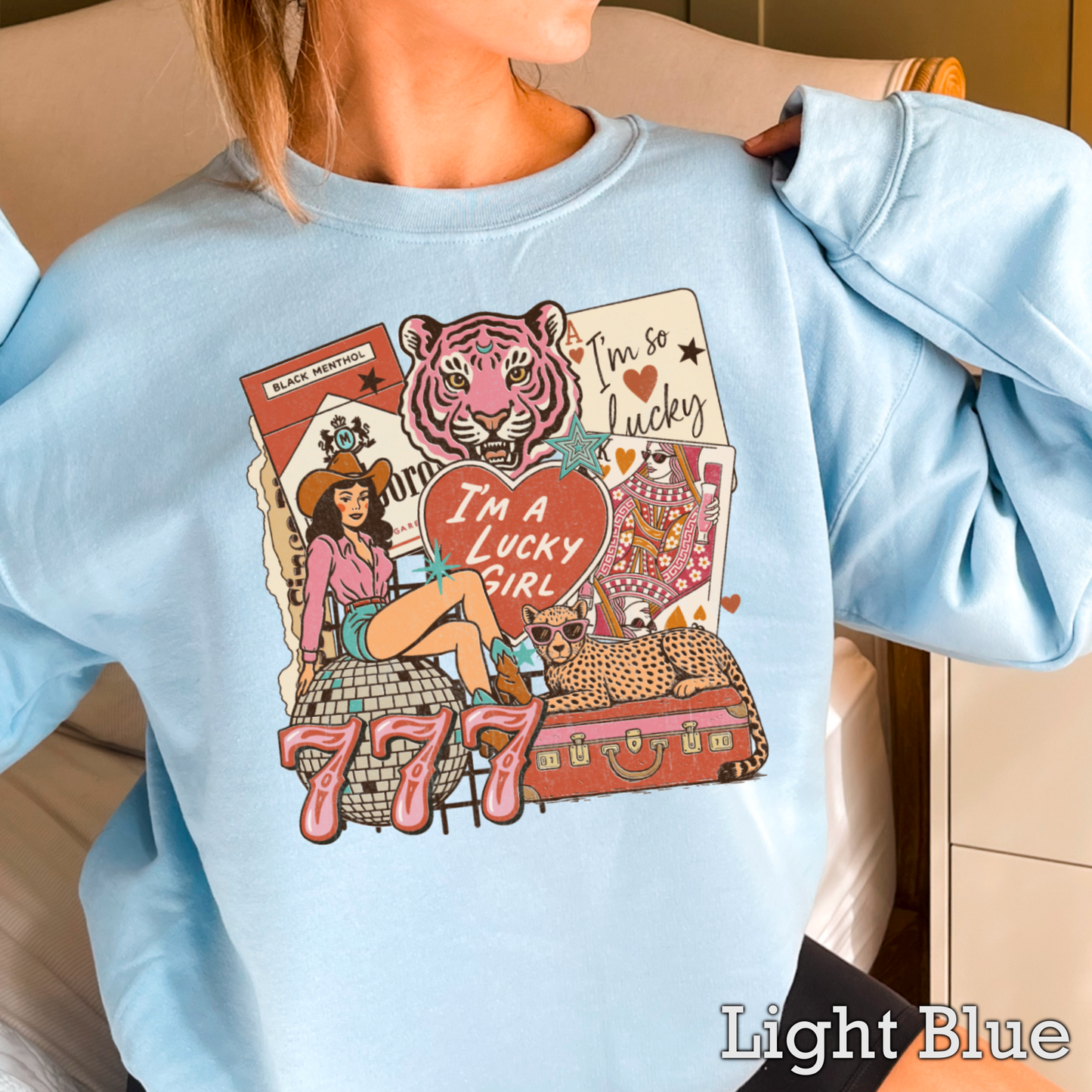 Lucky Girl Graphic Crewneck Sweatshirt