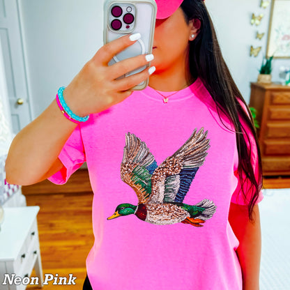 Faux Rhinestone Mallard Duck Comfort Color Graphic Tee