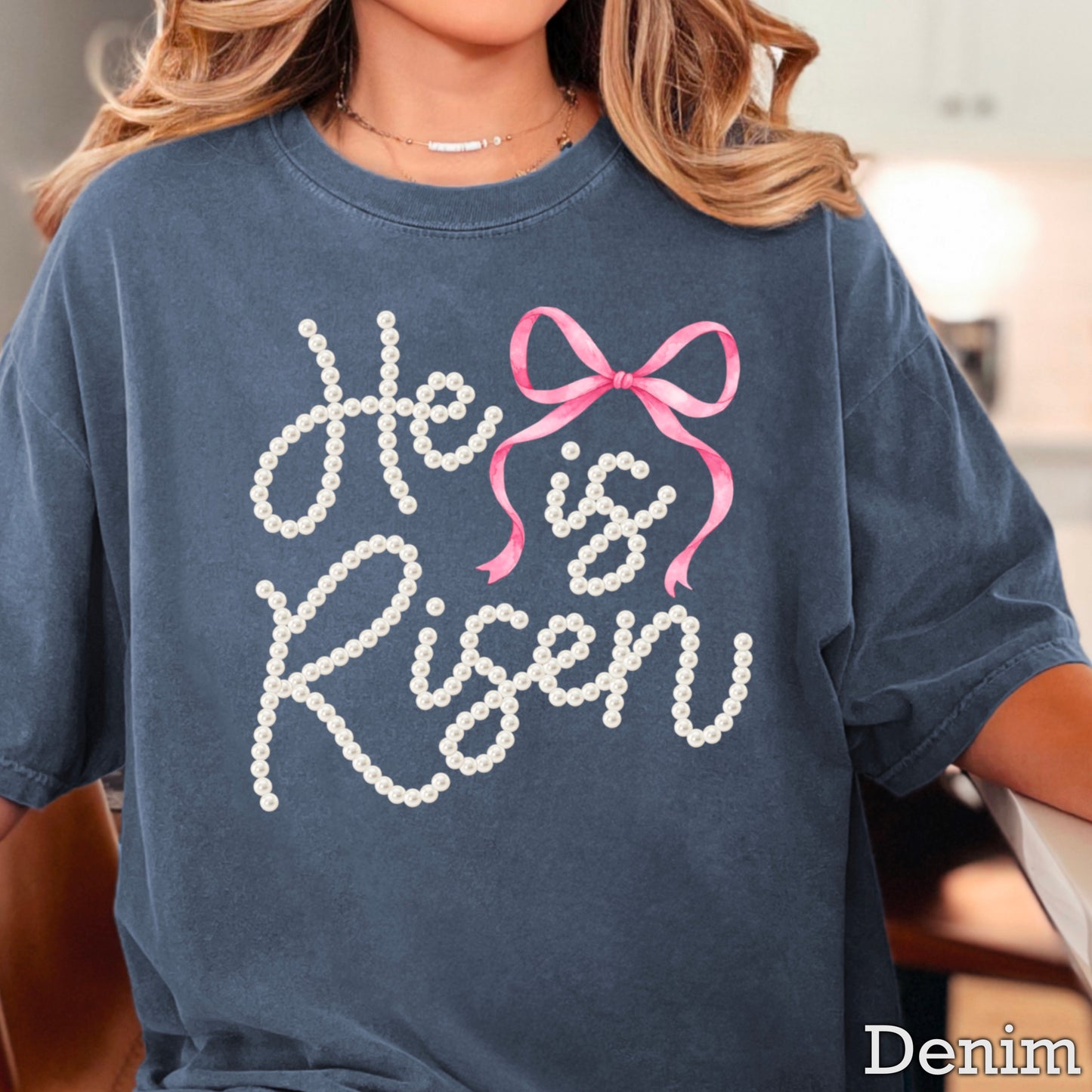 He Is Risen Easter Comfort Color Graphic Tee
