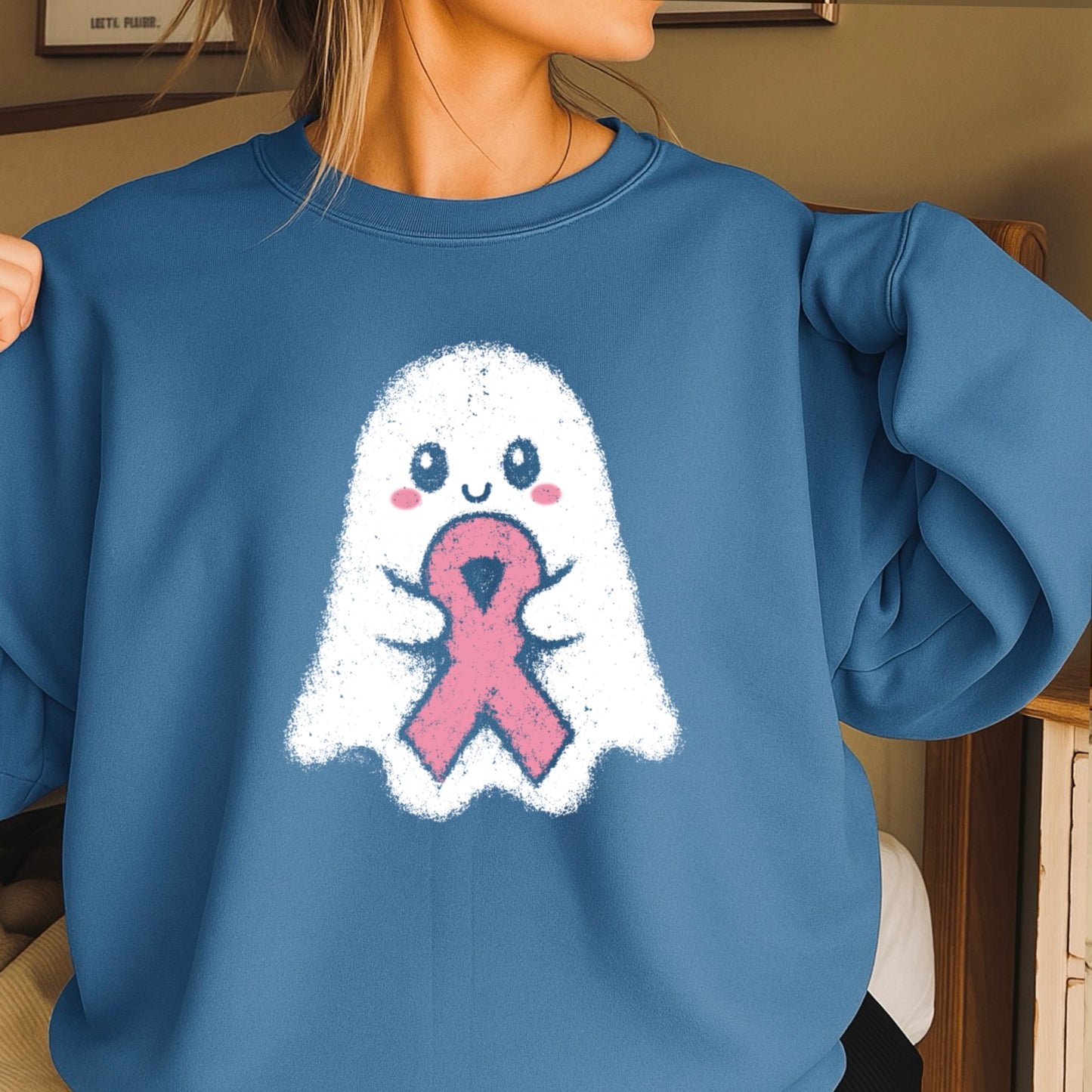 Breast Cancer Ghost Crewneck Sweatshirt