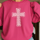 Snow Leopard Cross Christian Crewneck Sweatshirt