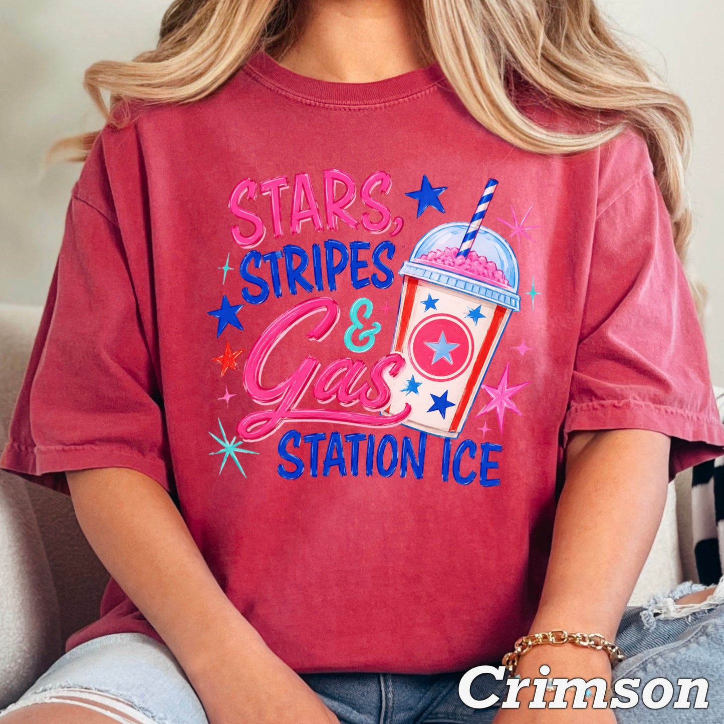 Stars Stripes & Gas Station Ice Comfort Color Graphic Tee