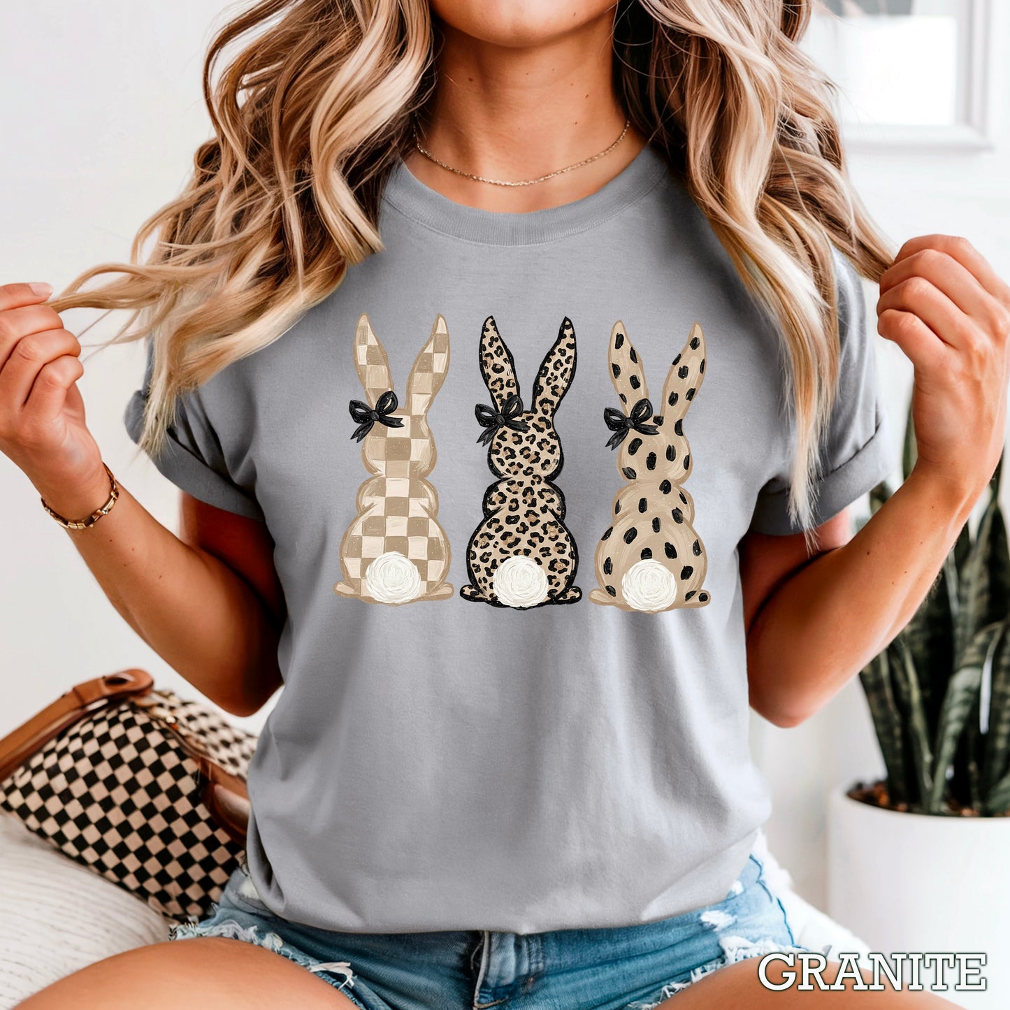 Easter Rabbit Trio Easter Comfort Color Graphic Tee