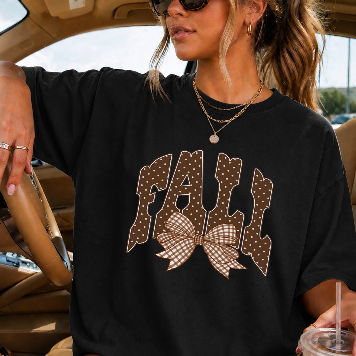 Fall Gingham Comfort Color Graphic Tee