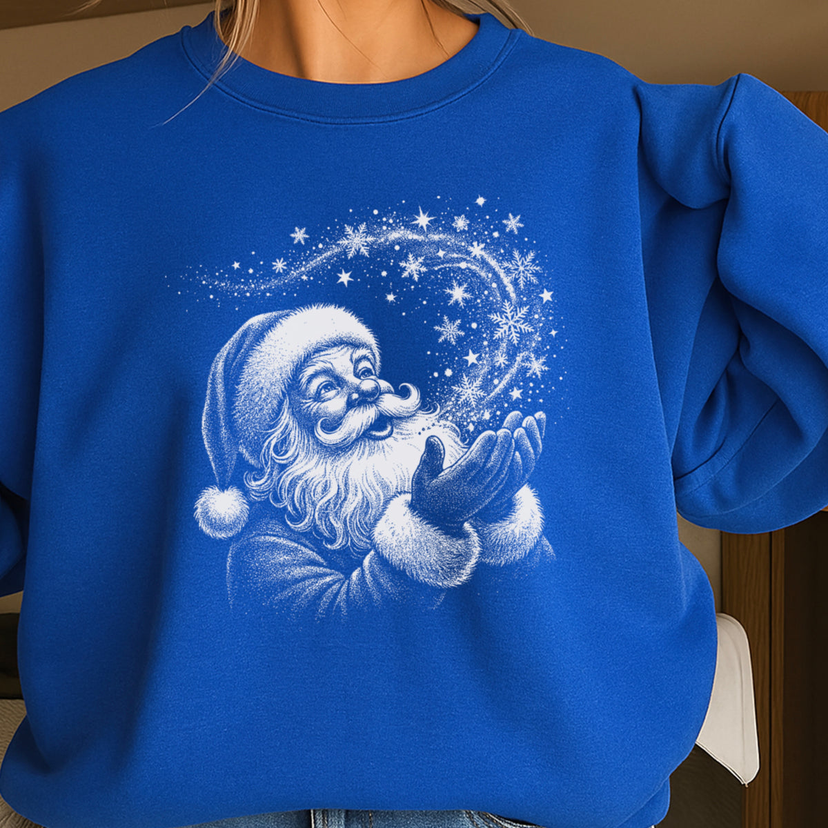 Santa Snowflakes Christmas Crewneck Sweatshirt