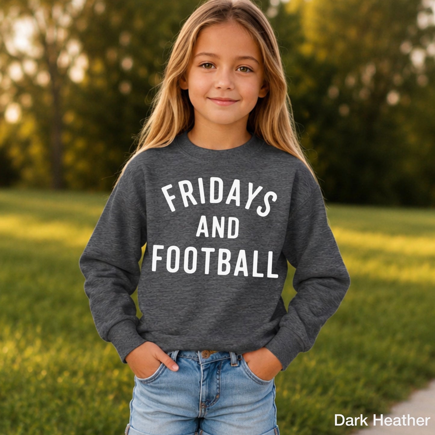 Fridays And Football Youth Crewneck Sweatshirt