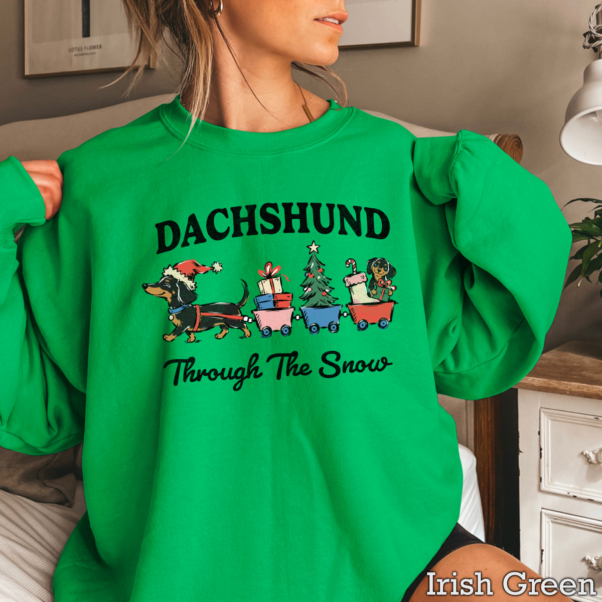 Dachshund Through the Snow Christmas Crewneck Sweatshirt
