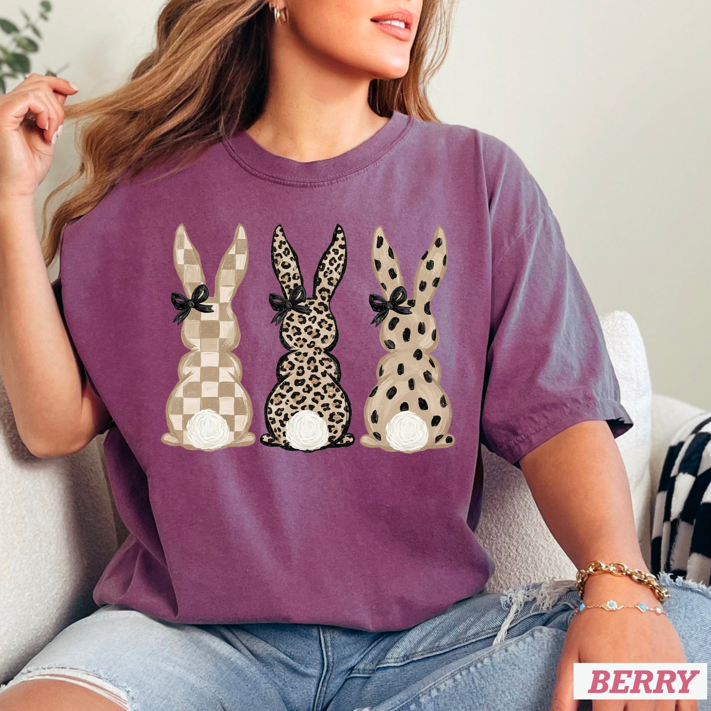 Easter Rabbit Trio Easter Comfort Color Graphic Tee