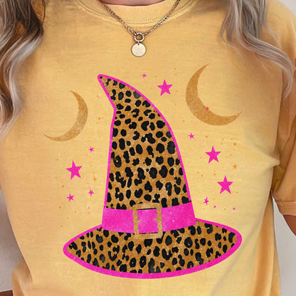 Leopard Witches Hat Halloween Comfort Color Graphic Tee