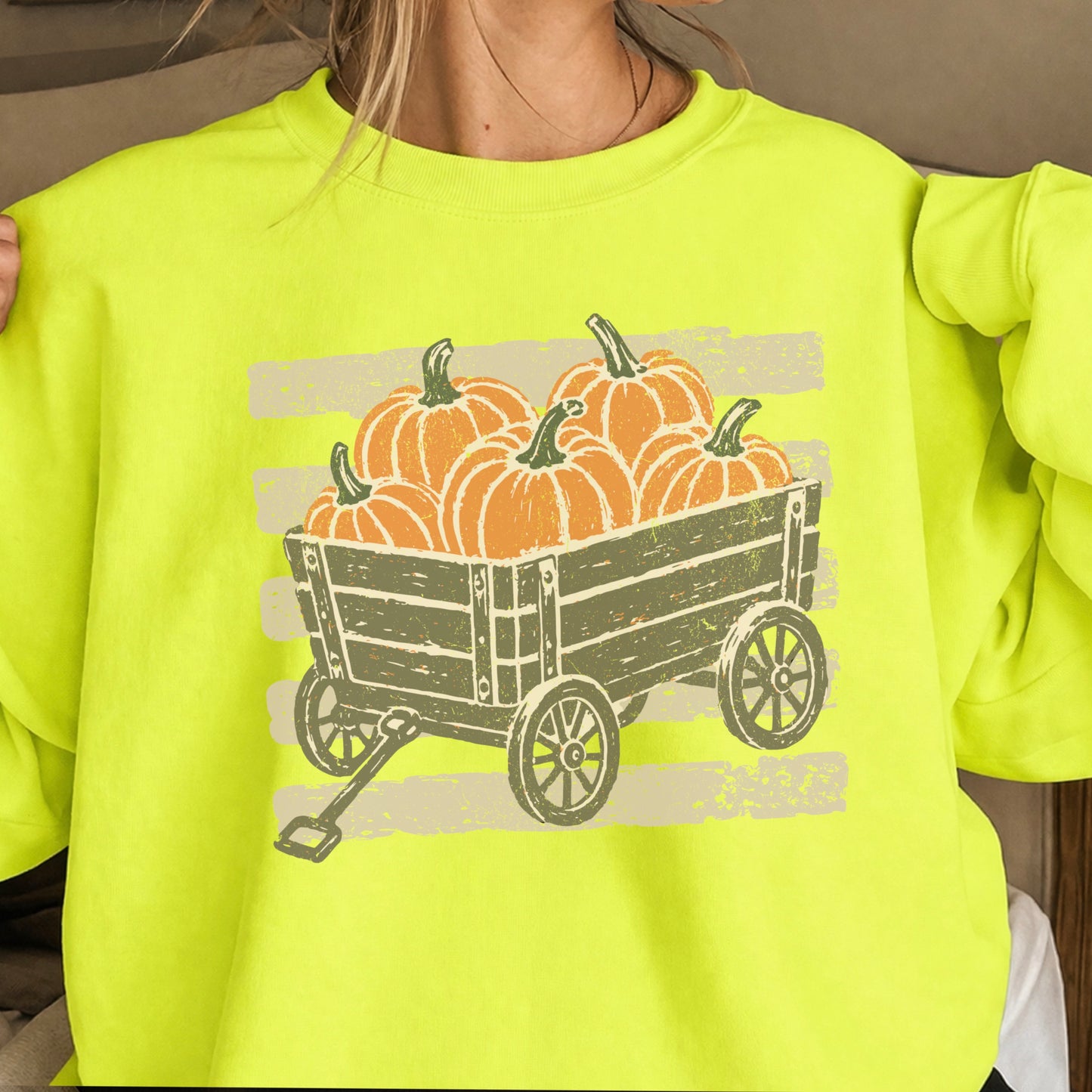 Pumpkin Wagon Fall Crewneck Sweatshirt