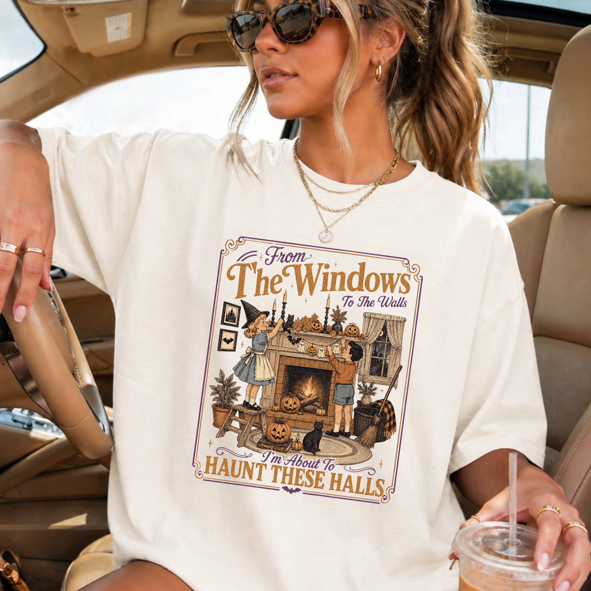 From The Windows To The Walls Halloween Comfort Color Graphic Tee