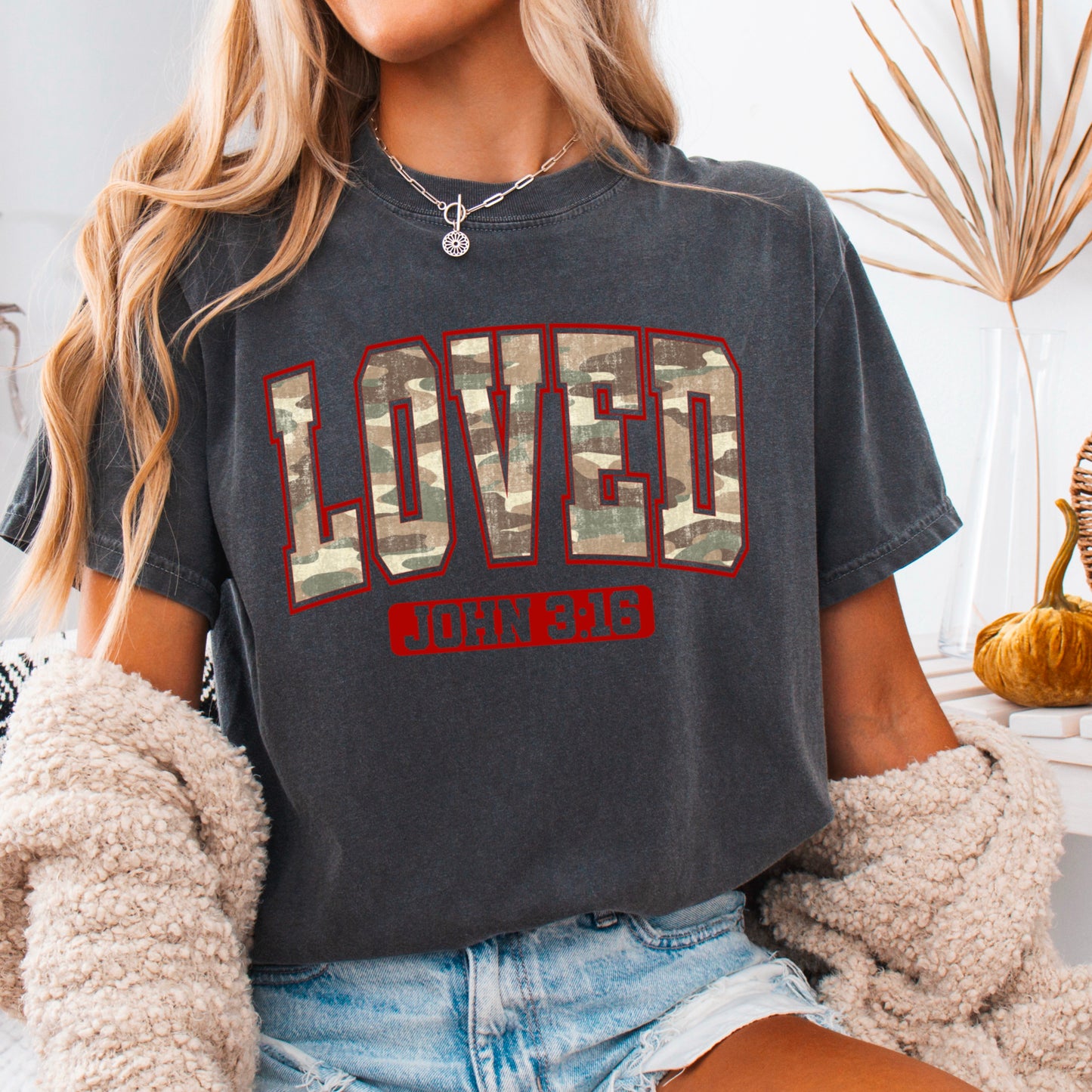 Camo John 3:16 Valentine’s Day Comfort Color Graphic Tee