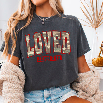 Camo John 3:16 Valentine’s Day Comfort Color Graphic Tee