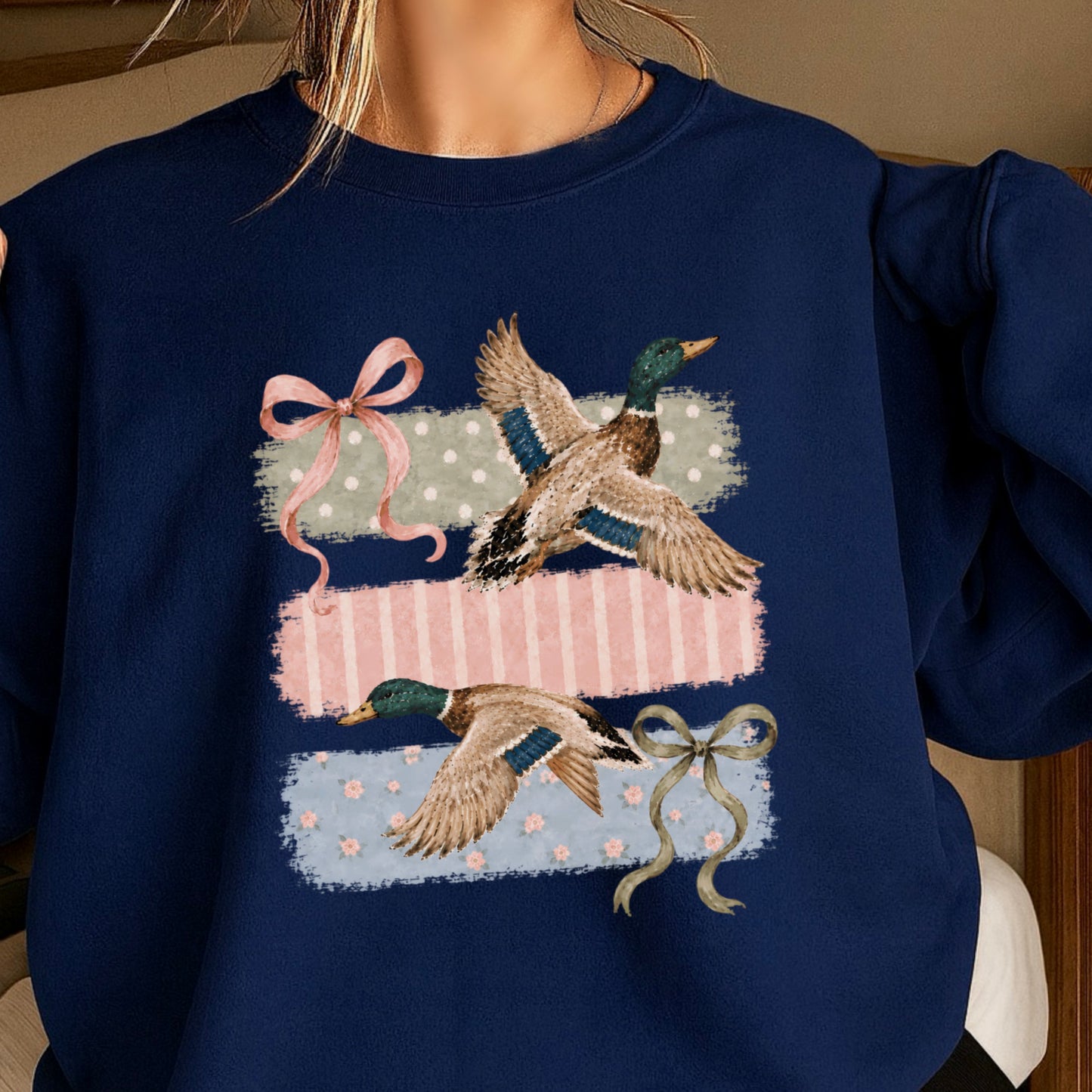 Mallard Ducks & Bows Crewneck Sweatshirt