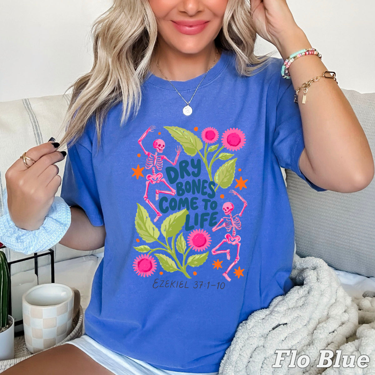 Dry Bones Come To Life Ezekiel 37 Navy Lettering Comfort Color Graphic Tee