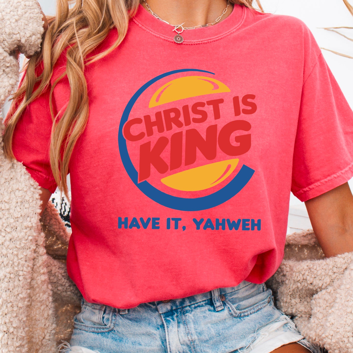 Christ Is King Christian Comfort Color Graphic Tee