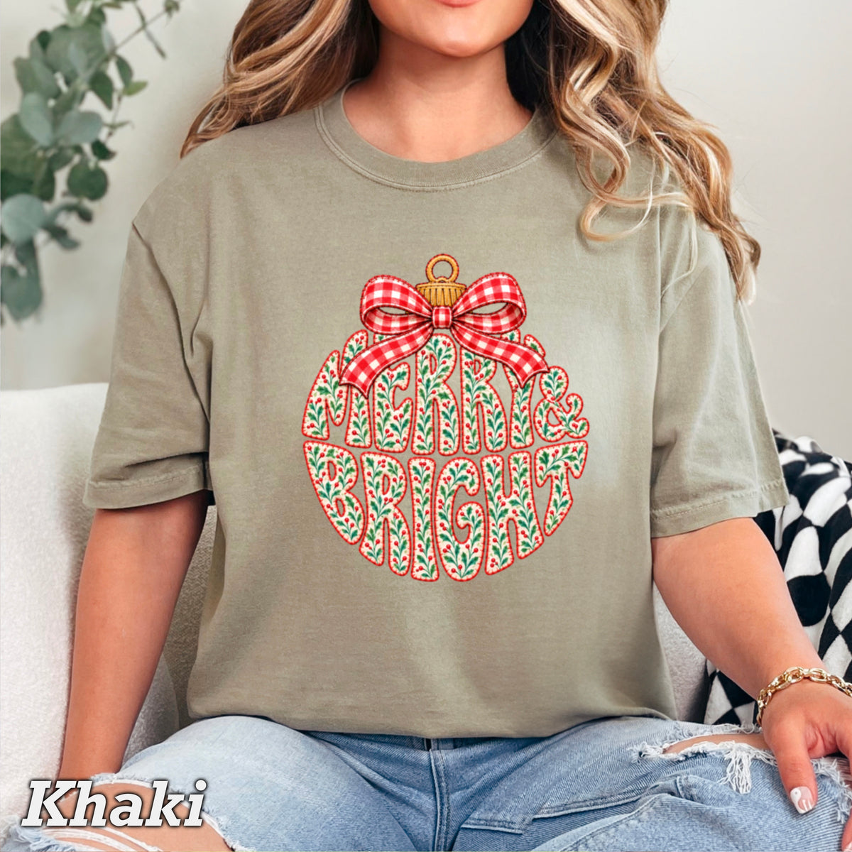 Merry & Bright Christmas Comfort Color Graphic Tee