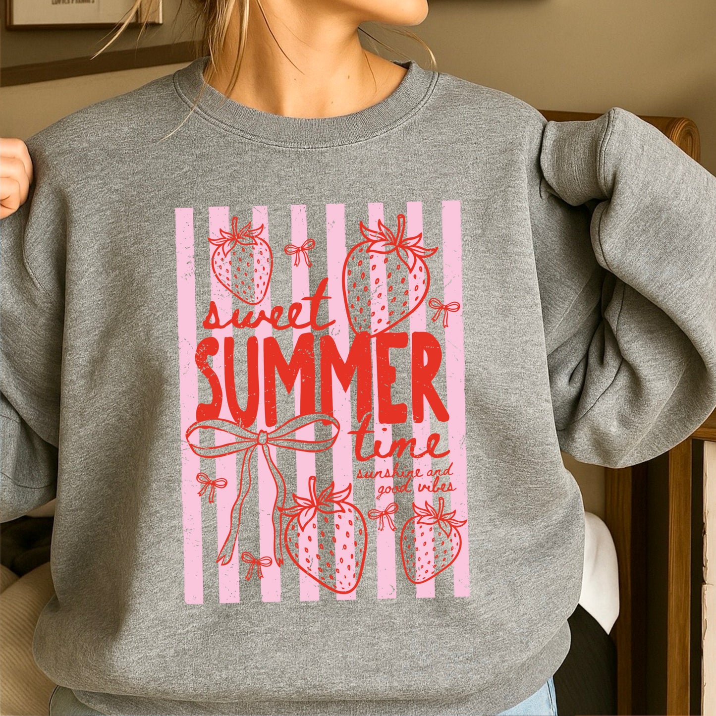 Sweet Summertime Strawberry Crewneck Sweatshirt