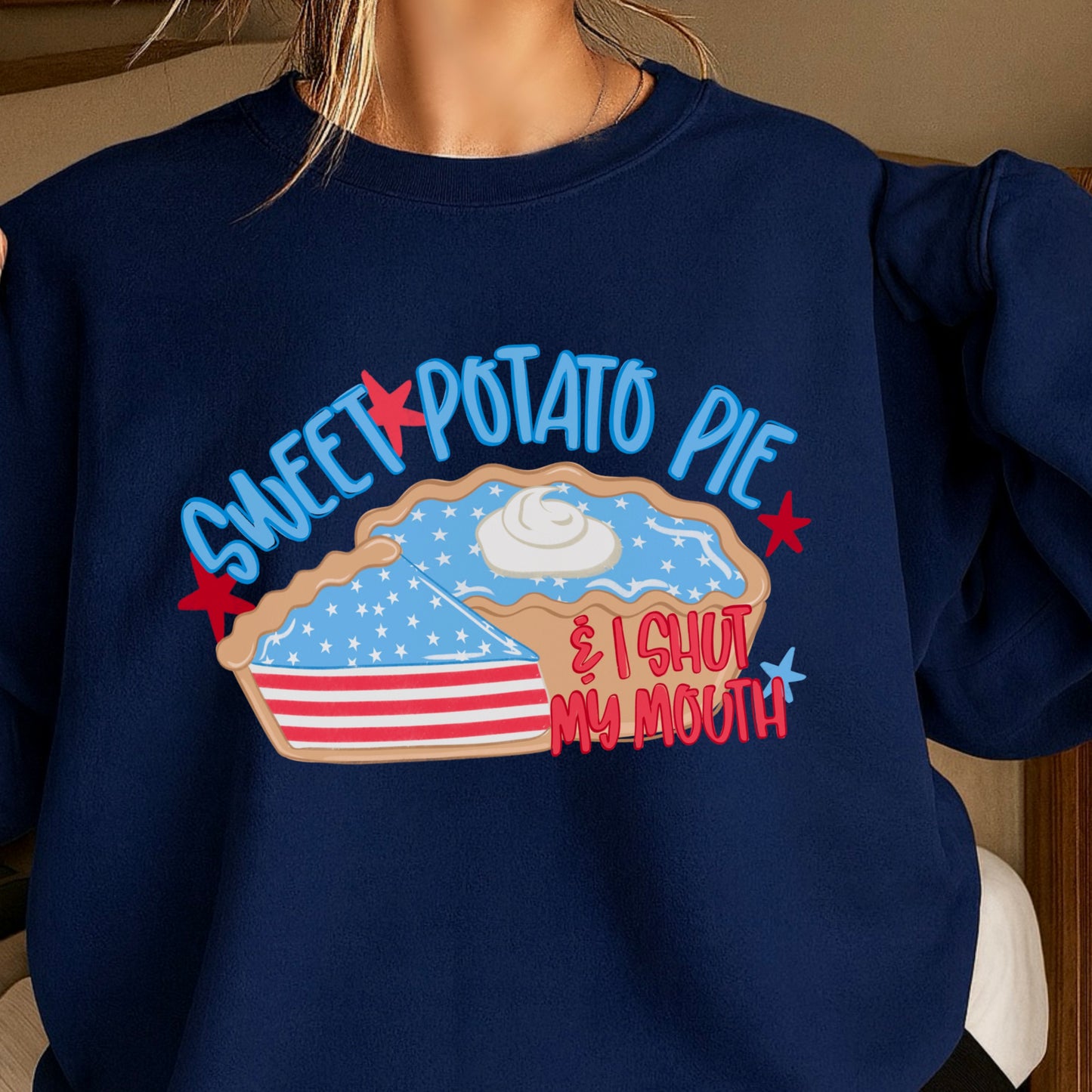 Sweet Potato Pie Patriotic Crewneck Sweatshirt