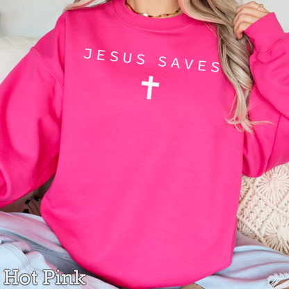 Jesus Saves Graphic Crewneck Sweatshirt