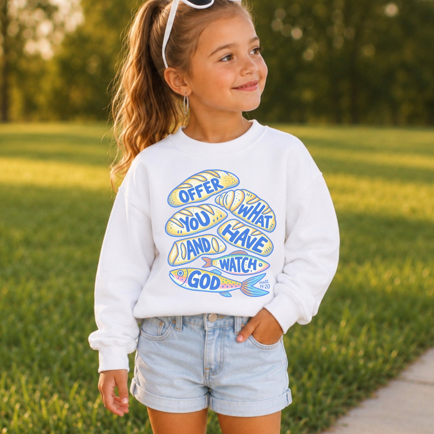 Offer What You Have And Watch God Youth Crewneck Sweatshirt