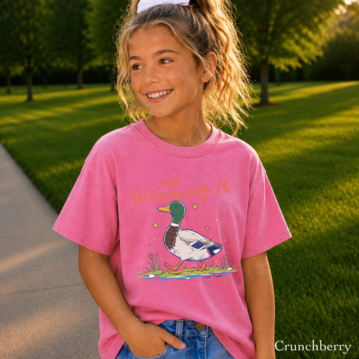 Just Winging It Mallard Duck  Youth Comfort Color T-Shirt
