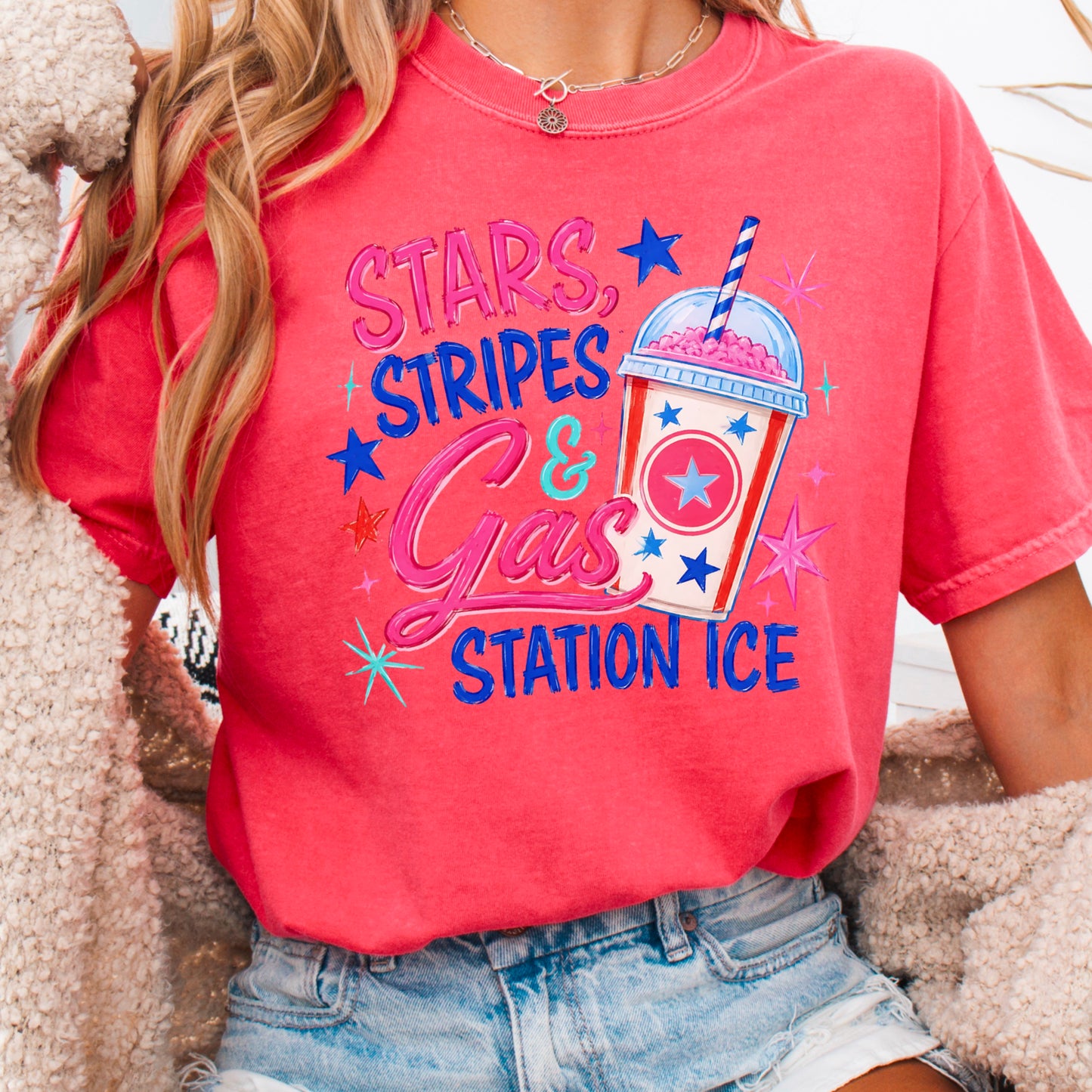 Stars Stripes & Gas Station Ice Comfort Color Graphic Tee