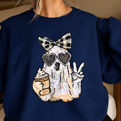 Preppy Ghost Halloween Crewneck Sweatshirt