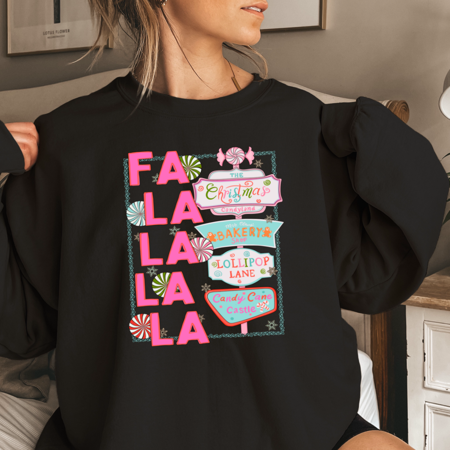 Fa La La Graphic Crewneck Sweatshirt