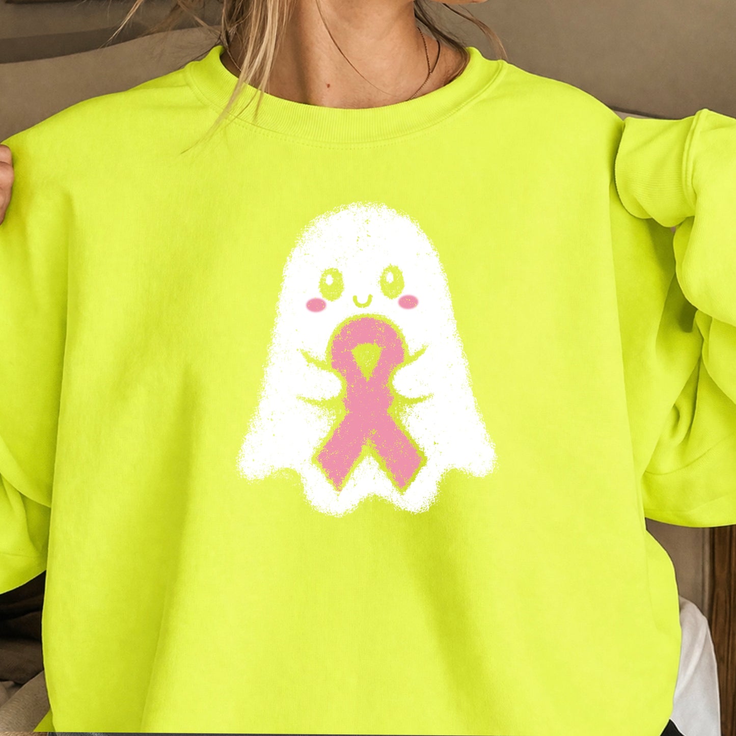 Breast Cancer Ghost Crewneck Sweatshirt
