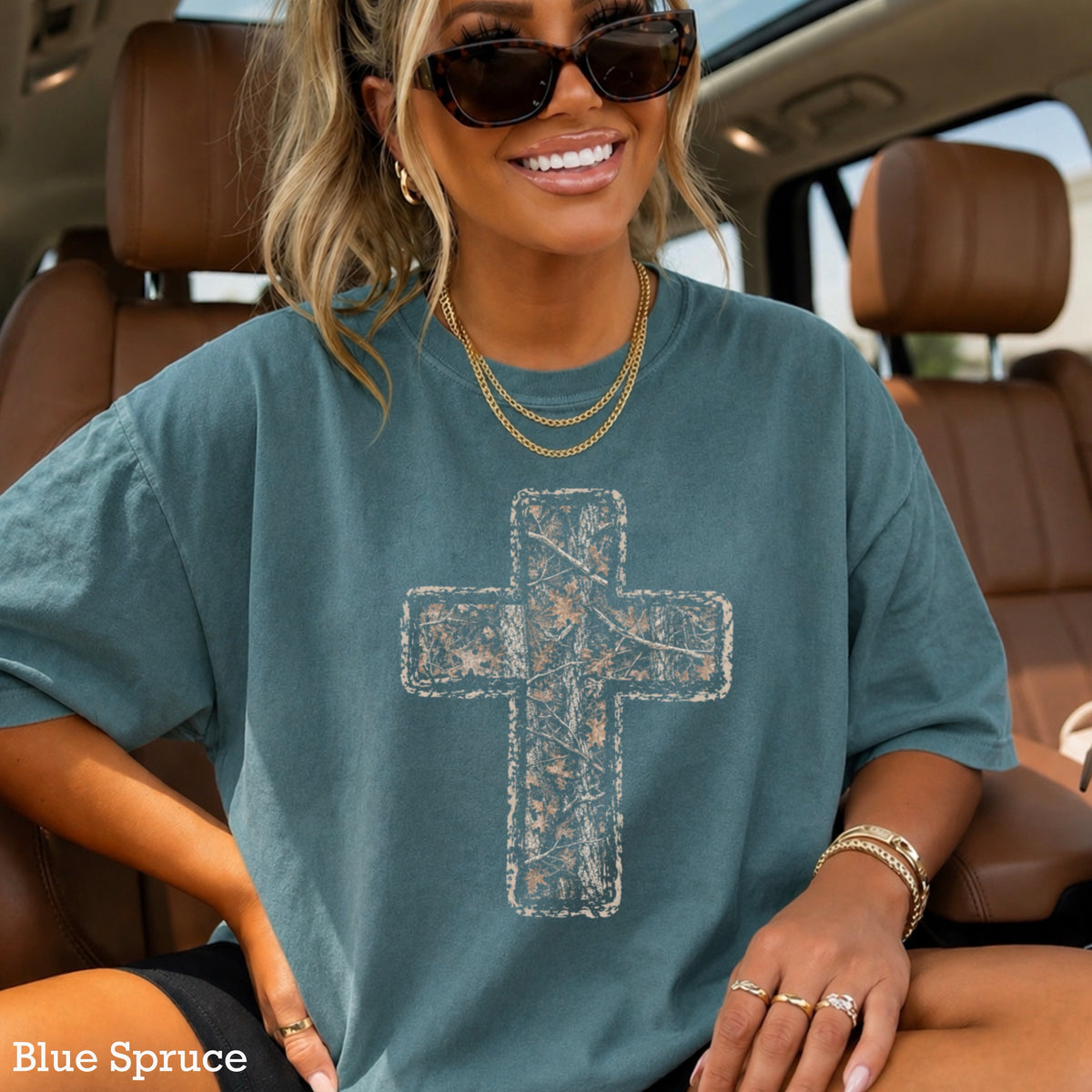 Camo Cross Christian Comfort Color Graphic Tee