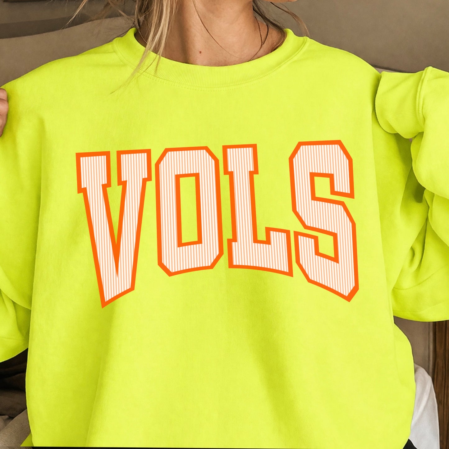 Orange & White College Game Day Crewneck Sweatshirt