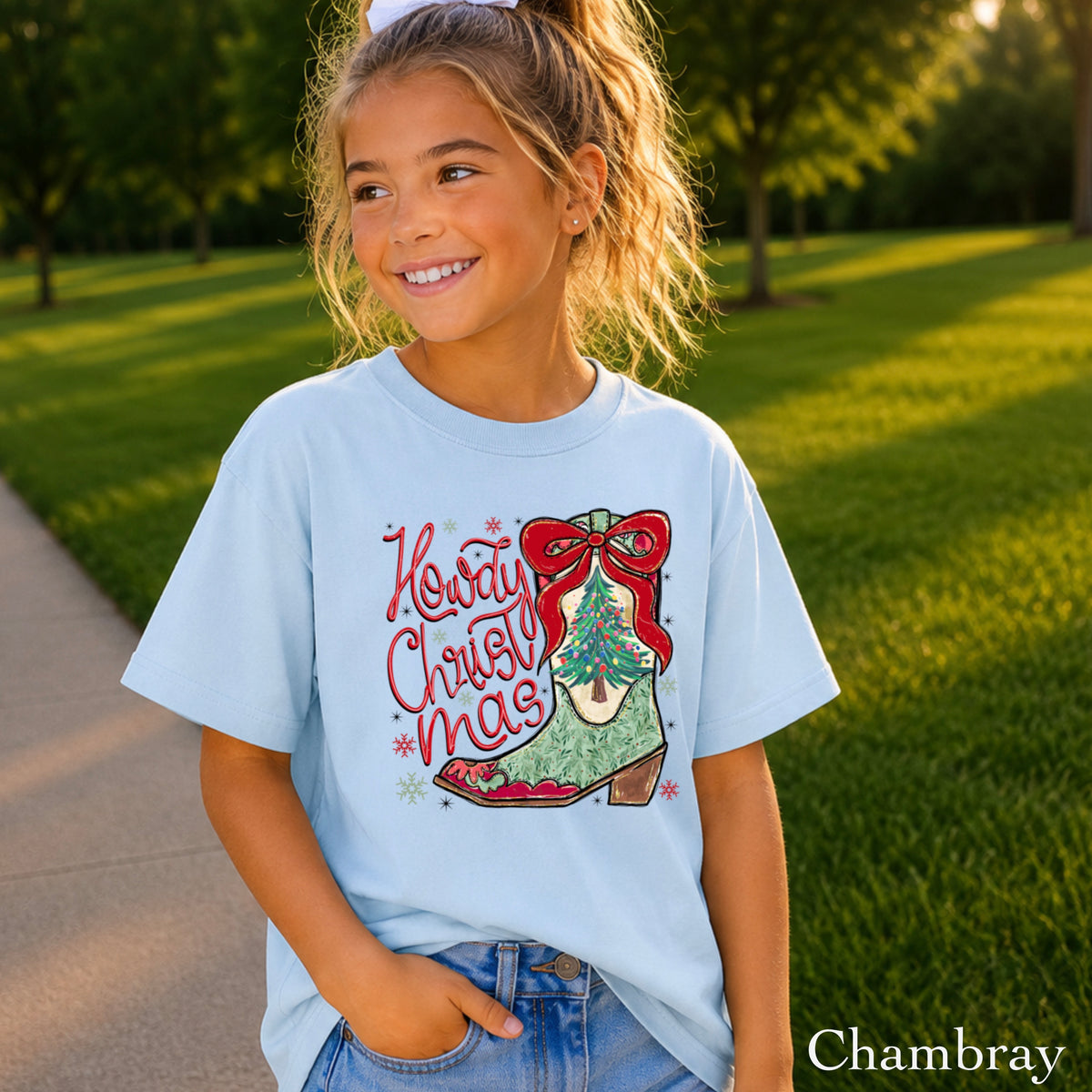 Howdy Christmas Youth Comfort Color T-Shirt