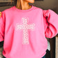Snow Leopard Cross Christian Crewneck Sweatshirt