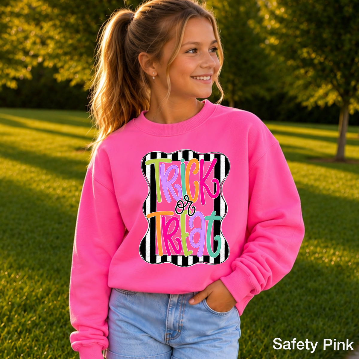 Trick Or Treat Halloween Youth Crewneck Sweatshirt