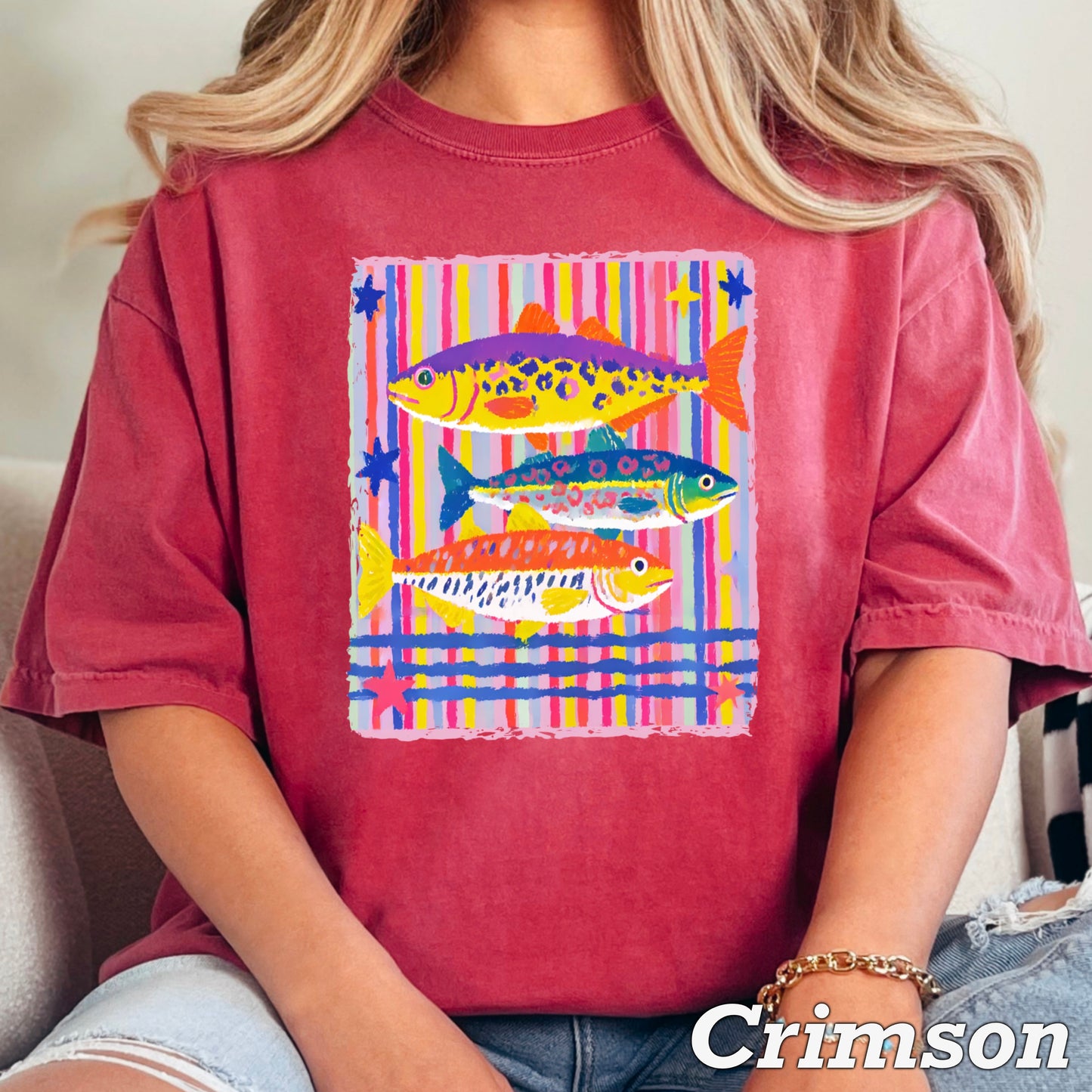 Preppy Fish Comfort Color Graphic Tee