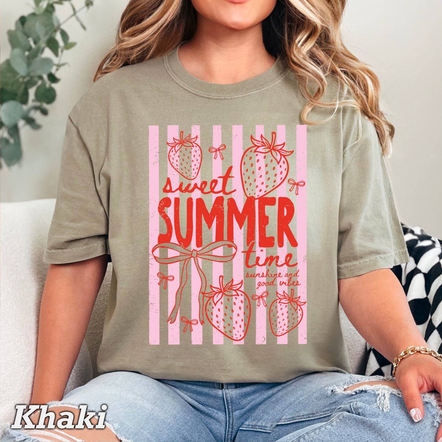 Sweet Summertime Strawberry Comfort Color Graphic Tee