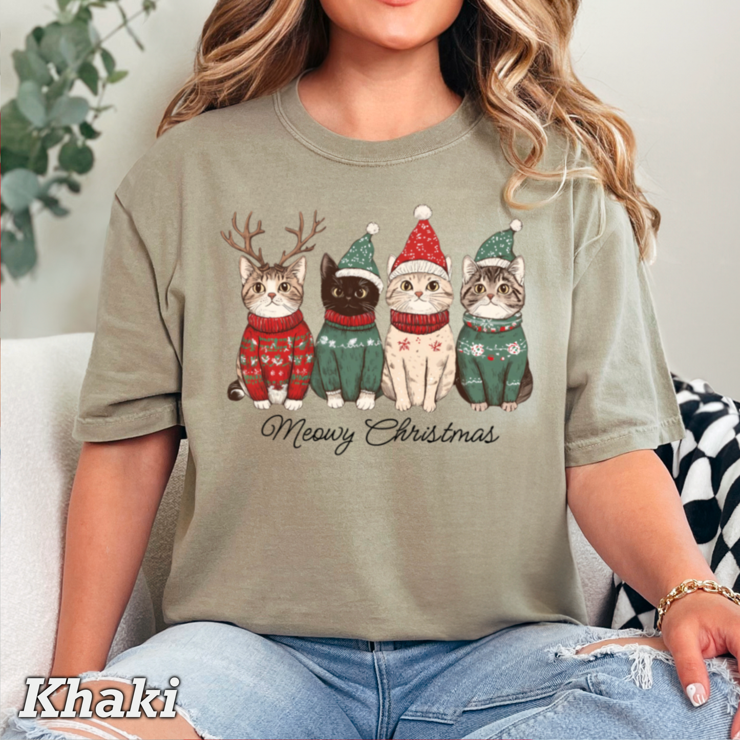 Meowy Christmas Comfort Color Graphic Tee