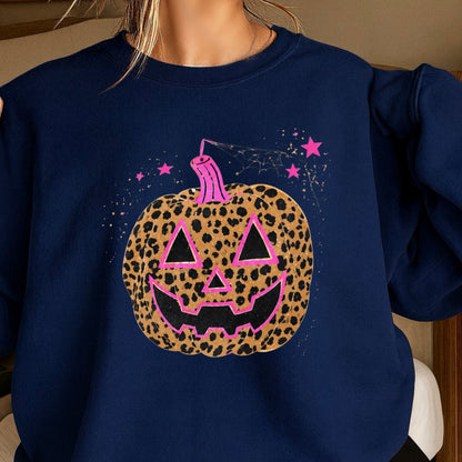 Leopard Pumpkin Halloween Crewneck Sweatshirt