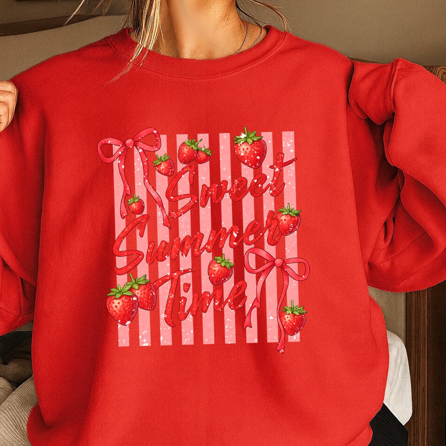 Sweet Summertime Strawberries Crewneck Sweatshirt