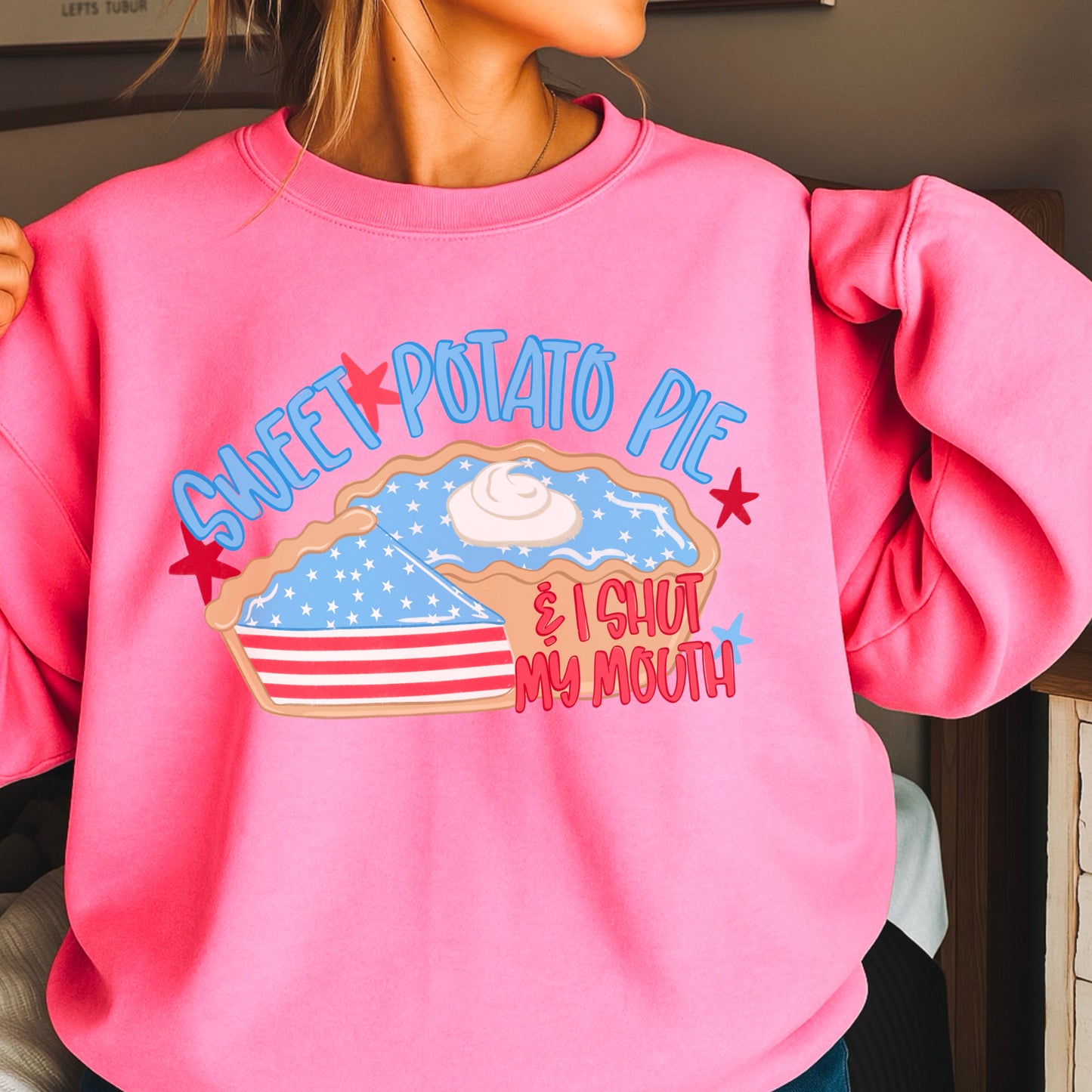 Sweet Potato Pie Patriotic Crewneck Sweatshirt
