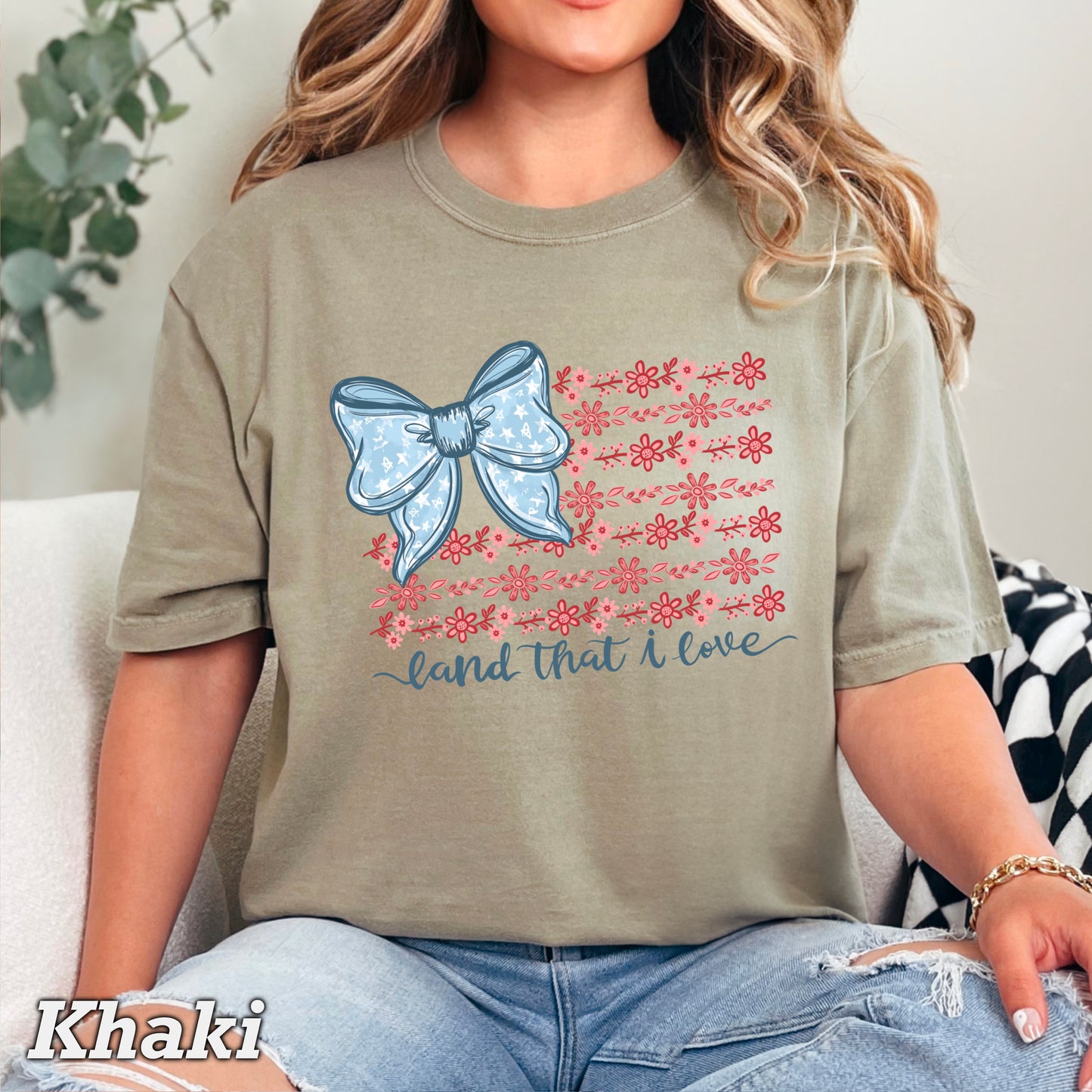 Land Of The Free Patriotic Comfort Color Graphic Tee